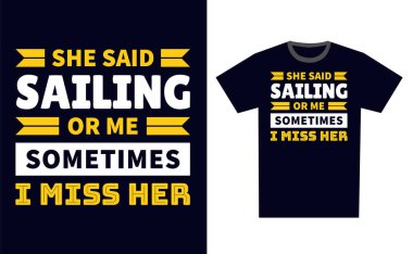 Yelkenli Tişört Tasarım Şablonu Vektörü