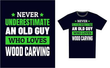 Tahta oyma T-Shirt Tasarım Şablonu Vektörü