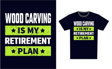 Tahta oyma T-Shirt Tasarım Şablonu Vektörü