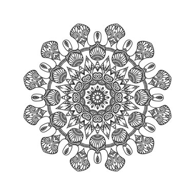 Siyah beyaz mandala tasarımları. Yeni mandala sanat vektörü illüstrasyonu