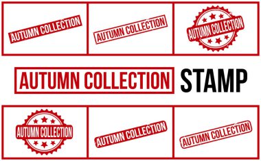 Autumn collection rubber grunge stamp set vector