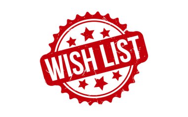 Kırmızı Dilek Listesi Kauçuk Mühür Vektörü