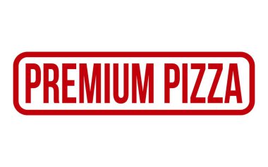 Kırmızı Premium Pizza Lastik Damga Mühür Vektörü