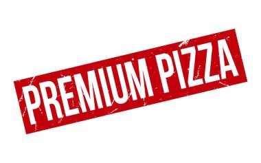 Kırmızı Premium Pizza Lastik Damga Mühür Vektörü