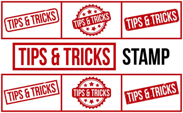Tips Tricks Rubber Stamp Set Vector — Stock Vector