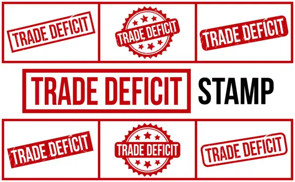 Trade Deficit Rubber Stamp Set Vector — Stock Vector