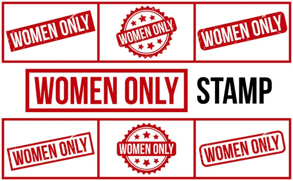 Red Women Only Rubber Stamp Set Vector — Stockvector