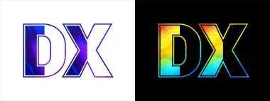 Benzersiz DX harf logo simgesi vektör şablonu. Şirket işleri için kaliteli alfabe logosu tasarımı
