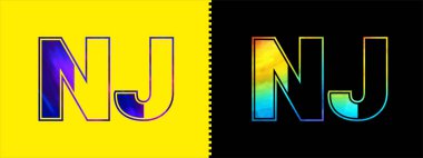 Eşsiz NJ harfi simge vektör şablonu. Şirket işleri için kaliteli alfabe logosu tasarımı