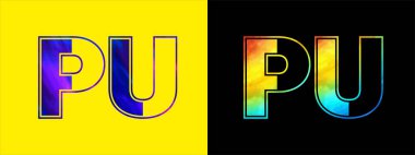 Harf PU logo tasarım vektör şablonu. Kurumsal iş kimliği için yaratıcı modern lüks logoti