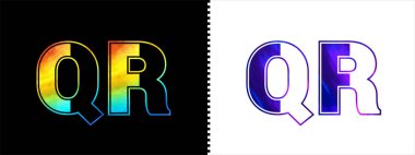 Eşsiz QR harfi simge vektör şablonu. Şirket işleri için kaliteli alfabe logosu tasarımı