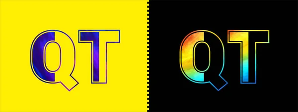 初始字母Qt标志图标图标矢量设计模板 企业身份的奢侈奢侈标志类型 — 图库矢量图片