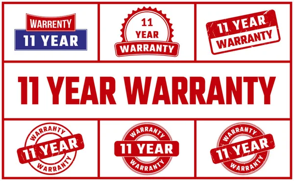 stock vector 11 Year Warranty Rubber Stamp Set