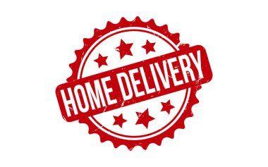 Kırmızı Ev Teslimatı Lastik Damga Mühür Vektörü