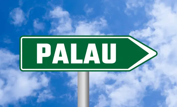 Знак Дороги Палау Тлі Неба — стокове фото