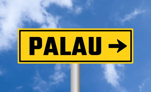 Palau Straßenschild Auf Himmelshintergrund — Stockfoto