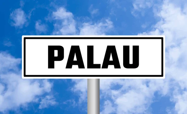 Palau Straßenschild Auf Himmelshintergrund — Stockfoto
