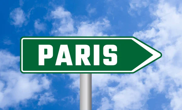 Paris Straßenschild Auf Blauem Himmel Hintergrund — Stockfoto