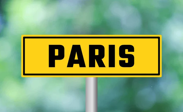 Paryski Znak Drogowy Rozmytym Tle — Zdjęcie stockowe
