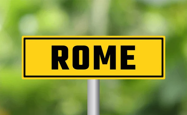 Rome Verkeersbord Wazige Achtergrond — Stockfoto