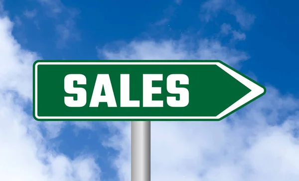 Sales Road Sign Cloudy Sky Background — Stock Photo, Image