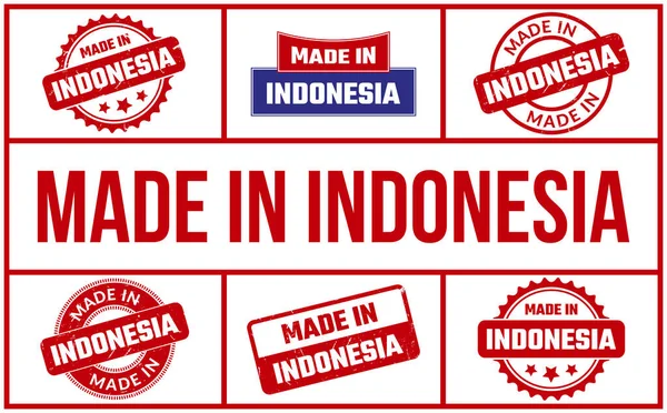 Feito Indonésia Conjunto Selos Borracha — Vetor de Stock