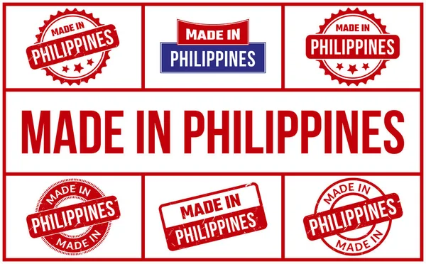 Gemaakt Filippijnen Rubber Stempel Set — Stockvector