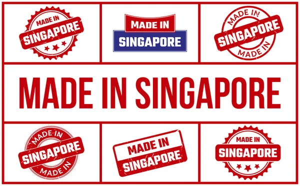 Gemaakt Singapore Rubber Stempel Set — Stockvector