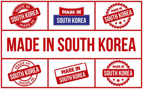 Made South Korea Rubber Stamp Set — Stock Vector