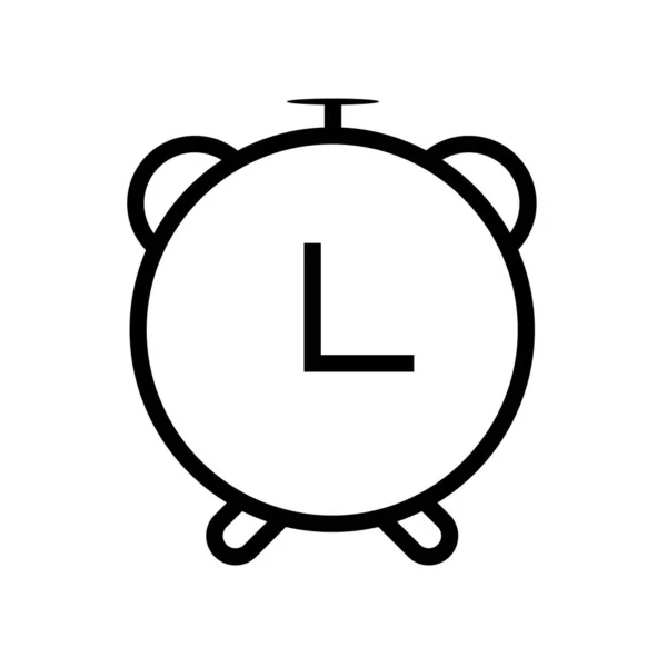 Reloj Despertador Lineal Icono Símbolo Vector Esquema Negro Reloj Despertador — Vector de stock