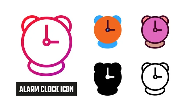 Reloj Despertador Icono Set Vector Ilustración — Archivo Imágenes Vectoriales