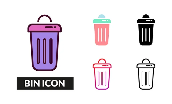 Bin Icon Set Vektor Illustration — Stockvektor