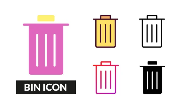Bin Icon Set Vector Illustration — Stock Vector