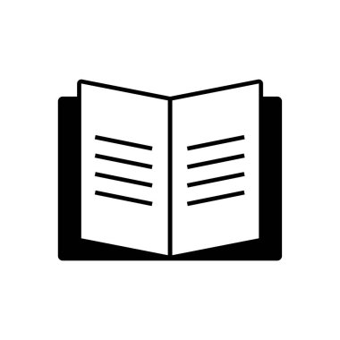 Simge Simge Vektörünü Doldur. Siyah Kabartma Kitap Simgesi