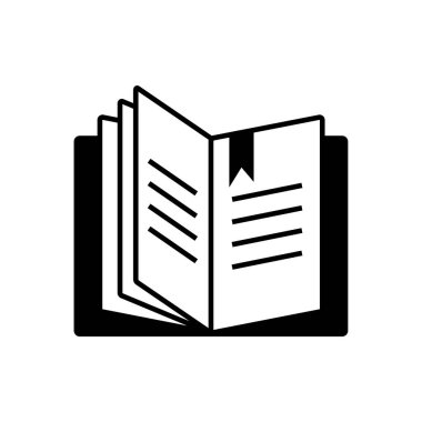 Simge Simge Vektörünü Doldur. Siyah Kabartma Kitap Simgesi