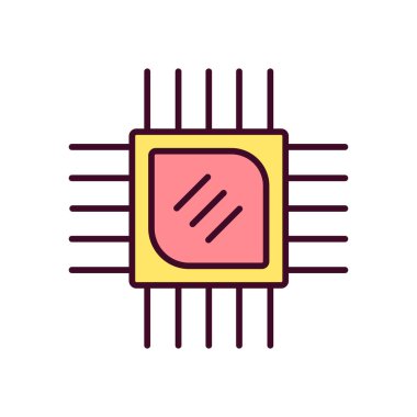 Chip Simgesi Vektör İllüstrasyonu. Çip Çizgisel Renk Simgesi