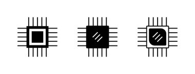 Simge Vektörünü Doldur. Siyah Kabartma Çip Simgesi