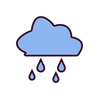 Bulut Simgesi Vektör İllüstrasyonu. Bulut Çizgisi Renk Simgesi