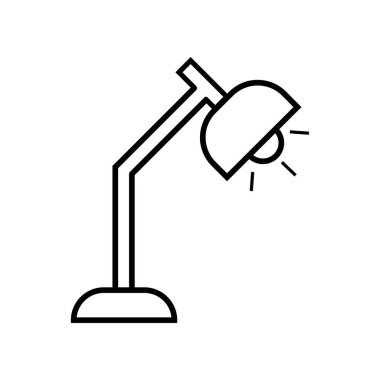 Masa Lambası Lineal Simge Vektörü. Siyah Taslak Masa Lambası Simgesi