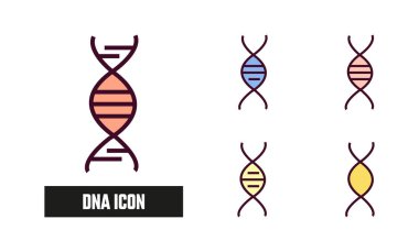 DNA Simgesi Vektör İllüstrasyonu. DNA Lineal Renk Simgesi