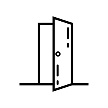 Kapı Çizgisi Simgesi Sembol Vektörü. Siyah Çizgili Kapı Simgesi