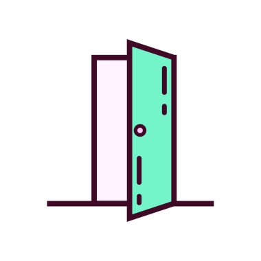 Kapı Simgesi Vektör İllüstrasyonu. Kapı Çizgisi Renk Simgesi