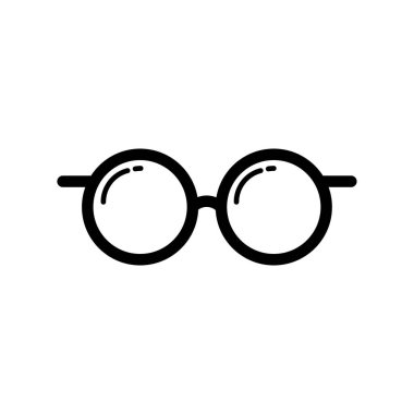 Gözlüklü Çizgi Simgesi Sembol Vektörü. Siyah Taslak Gözlük Simgesi