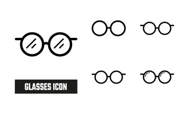 Gözlüklü Çizgi Simgesi Sembol Vektörü. Siyah Taslak Gözlük Simgesi
