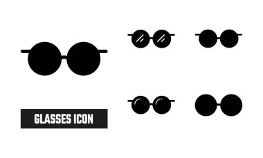Gözlükler Simge Simge Vektörü 'nü Doldur. Siyah Kabartma Gözlük Simgesi