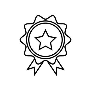 Madalya Lineal Simge Vektörü. Siyah Özet Madalyası Simgesi