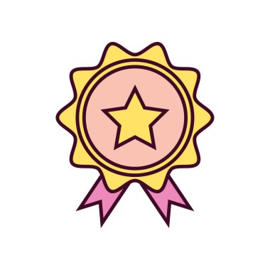 Madalya Simgesi Vektör İllüstrasyonu. Madalya Renk Simgesi