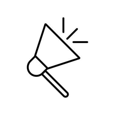 Megafon Lineal Simge Vektörü. Siyah Taslak Megafon Simgesi