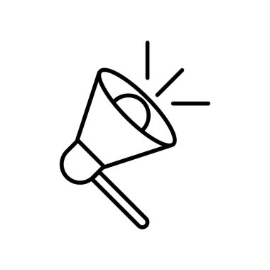 Megafon Lineal Simge Vektörü. Siyah Taslak Megafon Simgesi