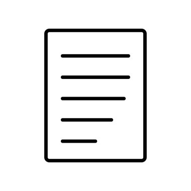 Sayfa Çizgisi Simgesi Sembol Vektörü. Siyah Taslak Kağıt Simgesi